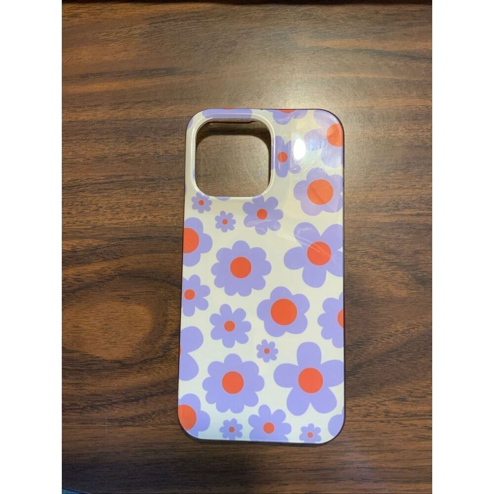 iPhone 14 Pro Max Purple Flower Floral Groovy 60s 70s Girly Cute Case